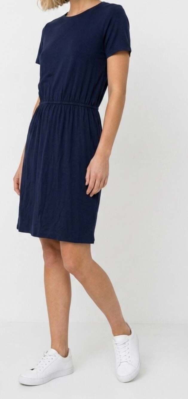 Simier Fariry Women's Navy Blue Short Sleeve Drawstring Waist Dress, Size M